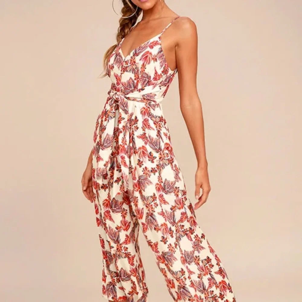 Free People Red and White Floral Jumpsuit - Picture 3 of 8